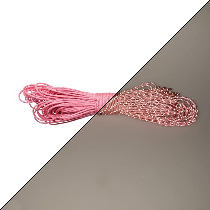 Paracord Planet – Fluorescent 1.75mm Reflective Guyline 95 Paracord Tent Rope Camping Parachute Cord – Baby Pink – 65ft