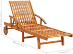 Patio Sun Lounger with Table and Cushion Solid Acacia Woodrecliner Patio Tanning Chair Camping chairsSuitable for Garden Courtyard