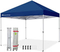 Anytee-10x10 Pop Up Canopy Tent, Easy Up Waterproof Outdoor Canopy with Wheeled Bag, Sun Shade for Patio, Backyard, Parties, Camping-Navy Blue Ventilated