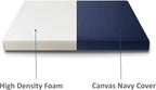 FoamRush 8" x 39" x 72" Camping Cot High Density RV Mattress Replacement with Canvas Navy Cover, Extra Firm, Made in USA, Camper Trailer, Removable Water-Resistant Outdoor/Indoor Cover with Zipper