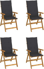 Patio Reclining Chairs,Bistro Chair,Patio Funiture,Lawn Chairs,Armchair,Beach Chair,Camp Chair,Coffee Chair,for Outdoor,Fire Pit,Deck,Lawn,Outside,Garden, 4 pcs with Cushions Solid Acacia Wood