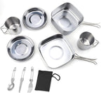 Tableware for Trekking Camping Equipment Picnic Camp Cooking Supplies Stainless Steel Pots Cookware Set Foldable Fork (Color : A)