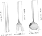 4 Sets Fork Spoon Chopsticks Stainless Steel Spoon Stainless Steel Utensils Set Travel Cutlery Reusable Spoon Spoon Fork Chopstick Portable Tableware Green Chopstick Rest