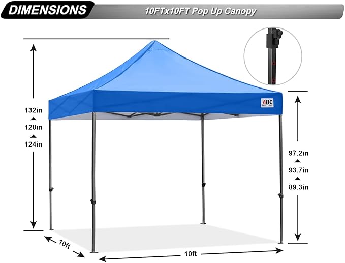 ABCCANOPY Patio Pop Up Canopy Tent 10x10 Commercial-Series (Blue)