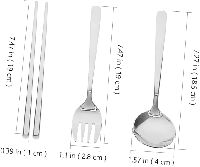 2 Sets Fork Spoon Chopsticks Travel Cutlery Serving Utensils Stainless Steel Travel Set Utensil Set Lunch Utensil Set Chopsticks and Spoon Set Student Portable Chopstick Rest