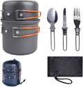 Lightweight Aluminum Alloy Camping Pot Hiking Picnic Tourist Tableware Set Outdoor Stove Pot Pan Plastic Bowl Outdoor Cookware(Color:E)