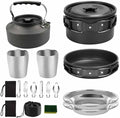 Camping Cookware Portable Pot Pan Cup Teaport Set Folding Outdoor Cooking Set Hiking Picnic Tableware Tool Travel Equipment (Color : A) (B)