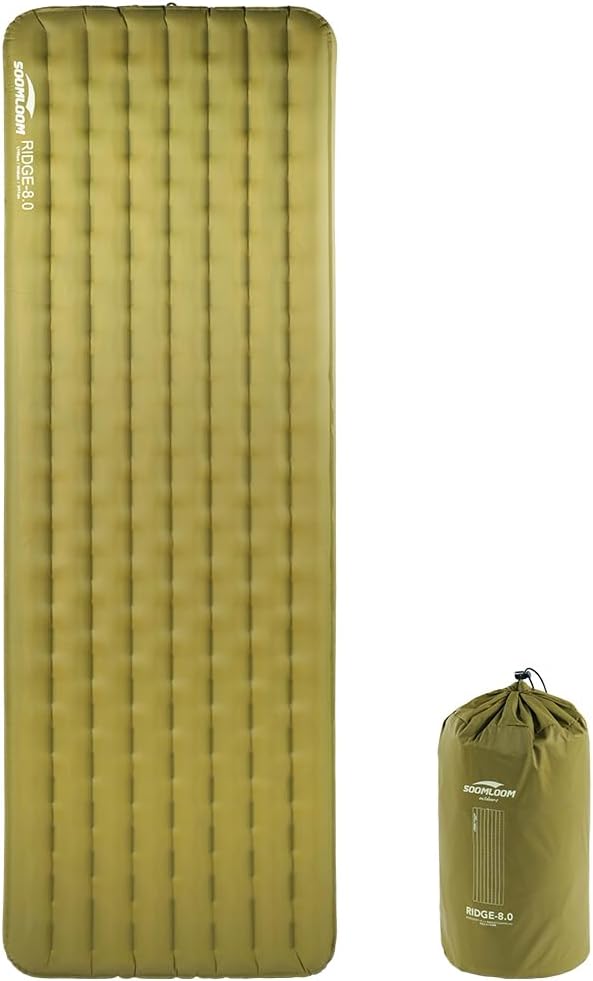 Camping Air Sleeping Pad Ridge 8.0 R-Value 8 Insulation Extreme Cold Weather Pump Bag Compact Lightweight Portable Hiking Disaster Preparedness Earthquakes Outdoor Inflatable Pad