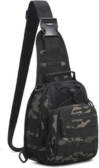 Viriber Tactical Backpack, Waterproof Military Cross-body Molle Sling Shoulder Backpack Chest Bag for Outdoor Every Day Carry Black Camo