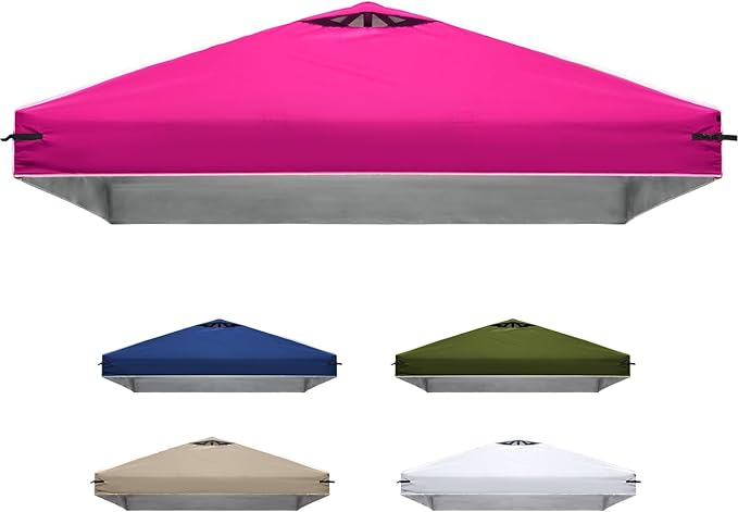 10x10 Canopy Replacement Top Cover with Air Vents for ez up Pop up Canopy Gazebo Tent with Adjustable Straps, Waterproof & Anti-UV for Outdoor Shade (Frame Not Included) (Pink)
