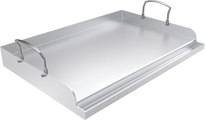 Universal Stainless Steel Cooking Griddle, Nonstick Flat Top Plate Insert for Gas Top Stove and Charcoal Grills, Tailgating, Camping and Parties, 23" x 16" Plancha Para Cocinar