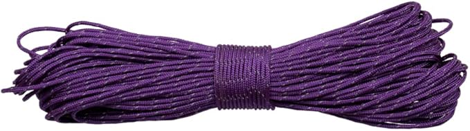 Paracord Planet – Fluorescent 1.75mm Reflective Guyline 95 Paracord Tent Rope Camping Parachute Cord – Purple – 65ft