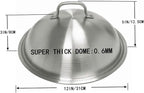 Griddle Accessories Pot Wok Lids - Heavy Duty 12 Inch Round Basting Cover - Stainless Steel - Cheese Melting Dome and Steaming Cover - Best for Use in Flat Top Grill Cooking Indoor Outdoor- 2 Domes