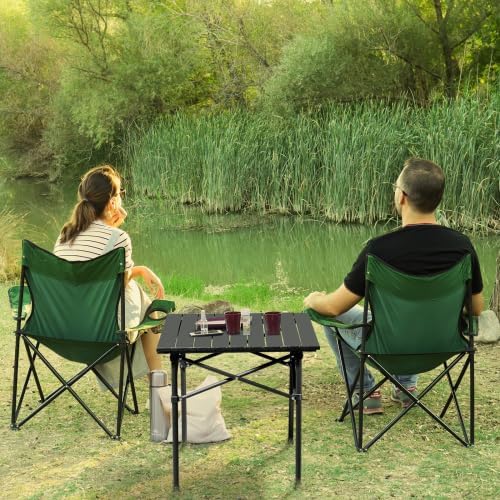VINGLI Portable Picnic Roll Table, Folding Carbon Steel Camping Table with Bag, Perfect for Outdoor& Indoor, Beach, Patio, Yard, Apartment Floor (20 * 20 * 20in)
