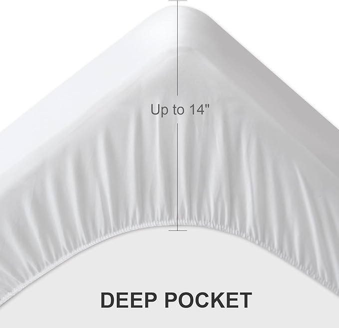 2 Pack Twin Mattress Protector Pad Waterproof Quilted, Breathable & Cooling Twin Size Mattress Cover Fitted for Kids with Deep Pocket Up to 14" for Single Bed, (White)