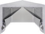 Large Party Tent with Powder-Coated Steel Frame in White and Black, 4 Mesh Sidewalls for Outdoor Events, Spacious 13ft x 10ft Shelter for Weddings and BBQs, Durable and Easy