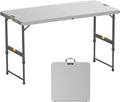 FanttikOutdoor Folding Table 4 Foot, Effortless Quick Adjustable Height Foldable Small Card Table, Fixing Lock, Stable for Party Dining Events Picnic Indoor Outdoor Camping, 1 Pack, Zeta X4 Pro Grey
