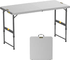 FanttikOutdoor Folding Table 4 Foot, Effortless Quick Adjustable Height Foldable Small Card Table, Fixing Lock, Stable for Party Dining Events Picnic Indoor Outdoor Camping, 1 Pack, Zeta X4 Pro Grey