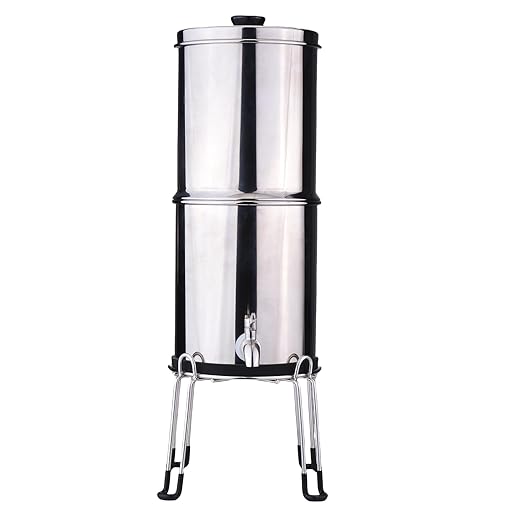 Drfeify 1 Gallon Gravity Water Filter System, 60ml min Rate Food Grade Stainless Steel, Removes Impurities Improves Taste, with Activated Carbon Silver Ions UF Membrane, for Camping (K8779A with