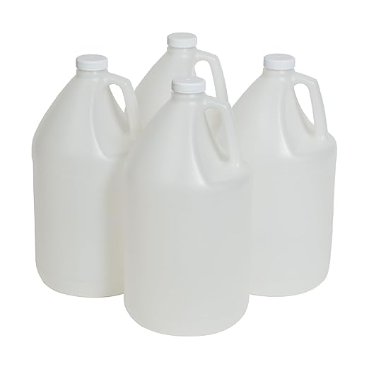 FastRack 4-Pack 1 Gallon Water Bottle Plastic Jug Container with Lid | White Food Grade Gallon Water Jug, BPA-Free, Leak-Proof Pitcher With Lid Fermentation, Brewing, Storage & More