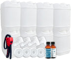 5-Gallon Stackable Water Storage Containers, Water Treatment,5 Gallons w/ 12Lids + 4 Spigot, Easy Fill, Survial Supply Emergency Water Storage for Disaster Preparedness, 40 Gallon (8 Tanks)