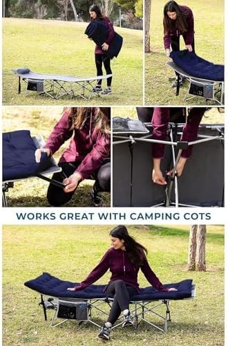 Zento Camping Cot Mattress Foam Pad for Adults – Thick Soft Ultra Comfort Sleeping Pad for Traveling Hiking Outdoor or Indoor Use – Lightweight Easy to Carry Foldable Waterproof Adult Cot Mattress