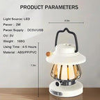 Kids Lantern with 3 Color Light & USB-C Rechargeable, Dimmable Camping Night Light for Children, Safe & Durable ABS Plastic Toddler Flashlight for Bedroom, Tent, Emergency (White)