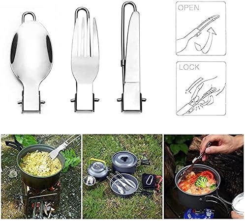 Portable Camping Cookware Set, Camping Cookware Kit, Outdoor Cooking Equipment Tableware Kit Kitchen Utensils Hiking Picnic Self-Driving Supplies for Camping, Hiking, Picnic