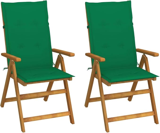 Patio Reclining Chairs ,Bistro Chair,Patio Funiture,Lawn Chairs,Armchair,Beach Chair,Camp Chair,Coffee Chair,for Outdoor,Fire Pit,Deck,Lawn,Outside,Garden,2 pcs with Cushions Solid Acacia Wood