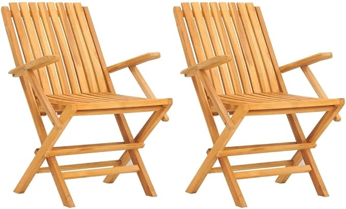Folding Patio Chairs 2 pcs,Outdoor Chairs,Club Chairs,Decorative Chair,Camping Chair,Camping Chair,Reception Chair,Bistro Chair,for Patio,Balcony,Party,24"x26.4"x35.4" Solid Wood Teak