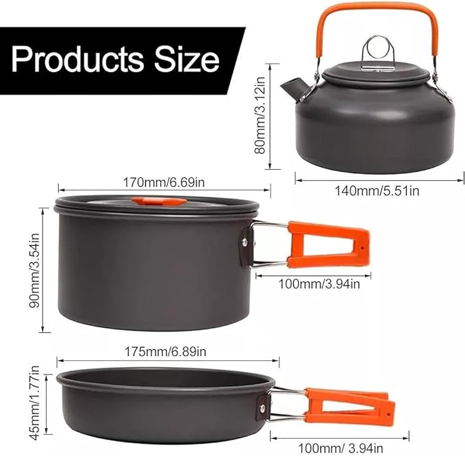 Camping Cookware Set Picnic Cooking Pots Set Outdoor Hiking BBQ Tableware with Pan Kettle Stove Set Camping Tourism Supplies Kit (Color : B)