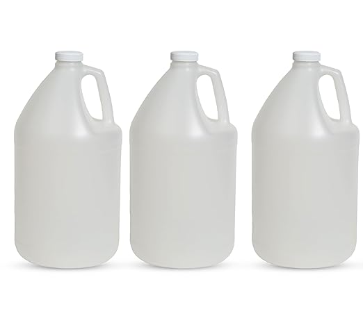 FastRack 3-Pack 1 Gallon Water Bottle Plastic Jug Container with Lid | White Food Grade Gallon Water Jug, BPA-Free, Leak-Proof Pitcher With Lid Fermentation, Brewing, Storage & More