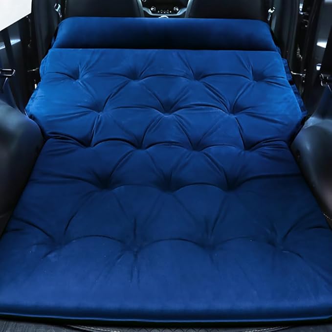 Self-Inflating Car Air Mattress for Toyota 4Runner 2010-2025 SUV 5-Seater, 5cm Thick Portable Foldable Double/Single Bed for Camping Travel,Suede Fabric Blue