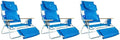 Ostrich Deluxe Padded 3-N-1 Outdoor Lounge Reclining Beach Chair, Blue (3 Pack)