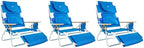 Ostrich Deluxe Padded 3-N-1 Outdoor Lounge Reclining Beach Chair, Blue (3 Pack)