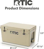 RTIC 65 QT Ultra-Tough Cooler Hard Insulated Portable Ice Chest Box for Beach, Drink, Beverage, Camping, Picnic, Fishing, Boat, Barbecue