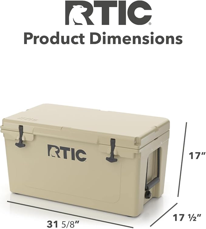 RTIC 65 QT Ultra-Tough Cooler Hard Insulated Portable Ice Chest Box for Beach, Drink, Beverage, Camping, Picnic, Fishing, Boat, Barbecue
