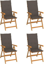 Patio Chairs 4 pcs,Outdoor Folding Chair,Lounge Chair,Portable Camping Chair,Tanning Chairs for Outside,Garden Chair,for Outdoor Patio, Campsite, or Yard, with Taupe Cushions Solid Teak Wood