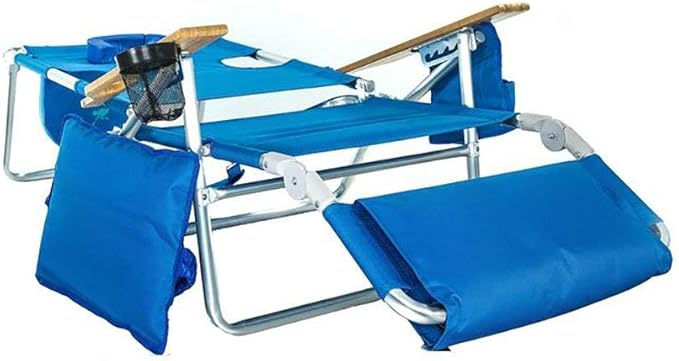 Ostrich Deluxe Padded 3-N-1 Outdoor Lounge Reclining Beach Chair, Blue (2 Pack)
