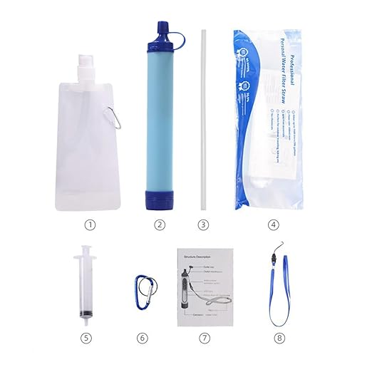 Water Filter, Survival Filtration Portable Gear, Emergency Preparedness, Supply for Drinking Hiking Camping Team Family Outing (1PCS)