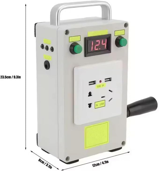 Hand Crank Power Emergency Charger 220V, Portable Outdoor Large Capacity Camping Generator 6600Mah Easy to Store Suitable for Home Power Outages,Off Grid