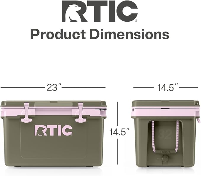 RTIC Ultra-Light 32 Quart Hard Cooler Insulated Portable Ice Chest Box for Drink, Beverage, Beach, Camping, Picnic, Fishing, Boat, Barbecue, 30% Lighter Than Rotomolded Coolers