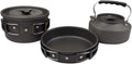 3pcs/Set Outdoor Camping Hiking Cookware Utensils 2-3 People Portable Travel Picnic Teapot Pot Frying Pan Cooking Tableware (Color : C)