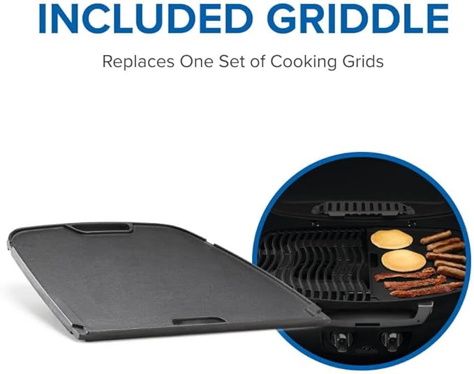 Napoleon TravelQ 285 Portable Propane Gas Grill with Griddle, Red, 2 Burners, Tailgating, Camping, and Small Outdoor Spaces