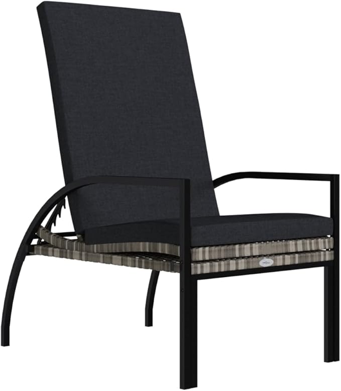 Camping Chairs Beach Chair Patio Furniture Outdoor Chairs Sun Lounger with Footrest PE Rattan Gray for Sunbathing, Camping, Pool, Beach, Patio