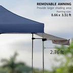 Pop up Canopy Tent with Awning Easy up Canopy with Wheel Bag Heavy Duty Waterproof Canopy Commercial Gazebo Tent for Outdoors Parties Vendors (Navy Blue)