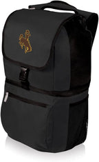 Picnic Time NCAA Wyoming Cowboys Zuma Backpack Cooler, Soft Cooler Backpack, Lunch Cooler, Black, 19 x 11 x 7 in