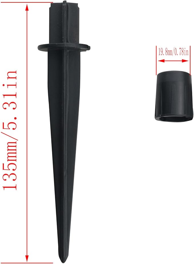 CHENJIN 4PCS Outdoor Lighting Fixture Fixed Legs 5.34x0.83in inch Tent Ground Legs Lawn Garden Park Ground Pole Solar Light Replacement Stake Ground Stake Accessory Black