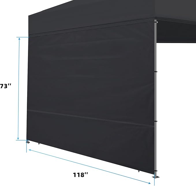 Joramoy Canopy Tent Sidewalls 10×10 for Pop Up Canopy, Instant Canopy Sunwall with Waterproof and UV Protection Layer,1 Pack Sidewall Only（Black）