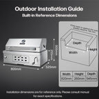 Large Built-In Charcoal BBQ Grill, Charcoal Grills with Liftable Tray, Insulated Hood & Temperature Gauge, Heavy-Duty Stainless Steel Barbecue Grill for Outdoor Kitchen, Family Parties, and Camping